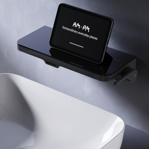 Смеситель для раковины Am.Pm Func F8F72722 встраиваемый с полкой и каскадным изливом, черный