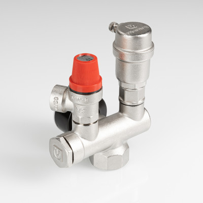 Группа безопасности Valtec с латунным корпусом, с манометрами 0-4 бар VT.460.0.3