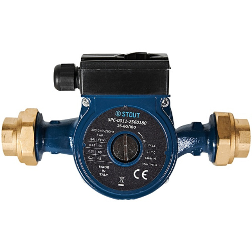 Циркуляционный насос Stout SPC-0011 25/60-180 мм, до 66 л./мин. с латунными гайками