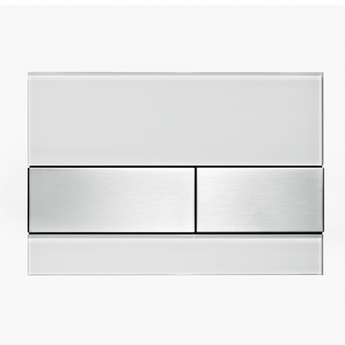 Смывная клавиша TECE square 9240801  стекло белое, клавиши нержавеющая сталь, сатин ( с покрытием против отпечатков пальцев)