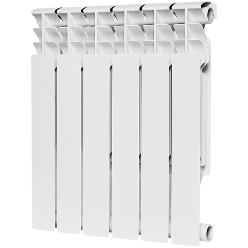 Биметаллический радиатор Rommer Plus Bm 500 - 6 секций, боковое, белый RAL9016
