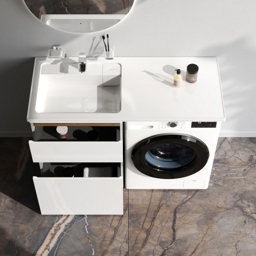 Раковина над стиральной машиной 120 Am.Pm X-Joy M85AWPL1201WG левая, белый, литой мрамор