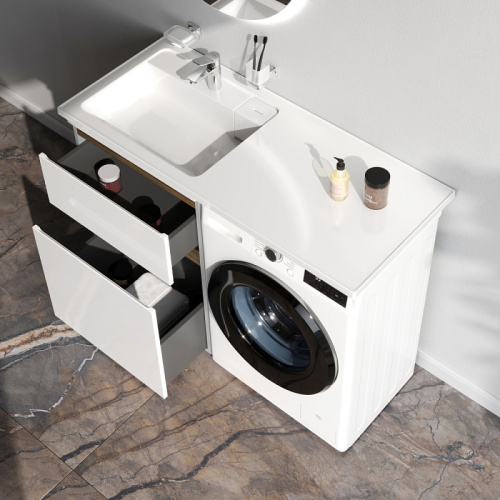 Раковина над стиральной машиной 120 Am.Pm X-Joy M85AWPL1201WG левая, белый, литой мрамор