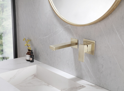 Смеситель для раковины ABBER Daheim AF8212G скрытого монтажа, золото матовое