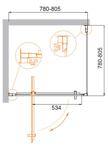 Душевой уголок 80x80 Cezares MOLVENO-A-1-80-C-Cr-IV