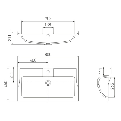 Раковина Акватон ФАБИА 800 мебельная 1A708031FB010