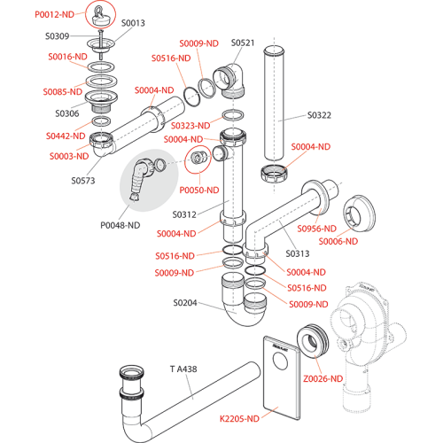 Сифон Alcaplast для раковины, экономящий пространство, с накидной гайкой 5/4" A434