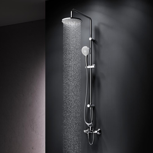 Душевая система Am.Pm X-Joy F40885A34 хром: смеситель для ванны, стойка с верхним душем, ручной душ