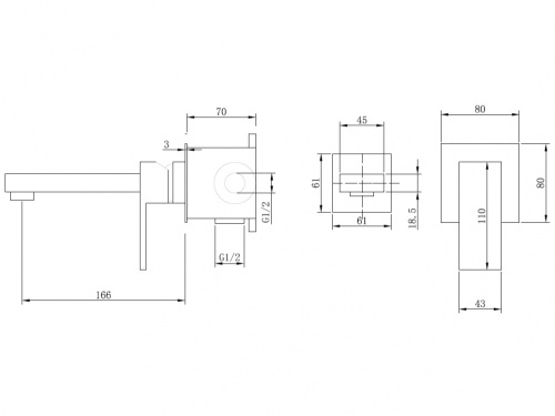 Смеситель для раковины ABBER Daheim AF8212 скрытого монтажа, хром