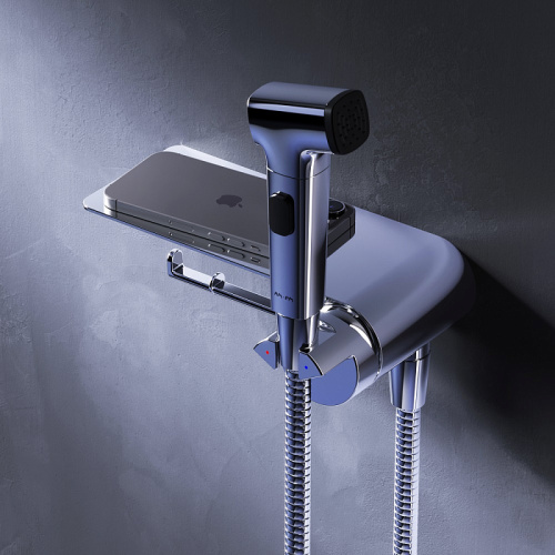 Гигиенический душ со смесителем Am.Pm Func F0H8F900 хром встраиваемый, полка, шланг 1200, держатель туалетной бумаги