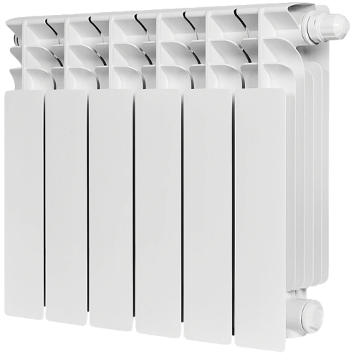 Биметаллический радиатор STOUT TITAN VENTIL 350 - 6 секций, нижнее справа, белый RAL 9016