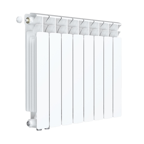 Биметаллический радиатор Rifar Base 500 Ventil VL - 8 секций, нижнее слева, белый