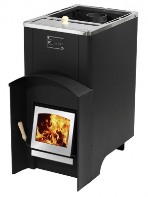 Дровяная печь банная ВУЛКАН Эльбрус 26СБ стекло бак 35л 12-26 м.куб.