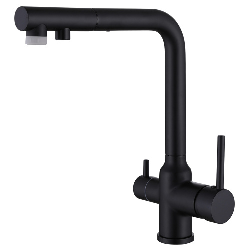 Смеситель для кухни ABBER Emotion AF8814B с подключением фильтра и выдвижной лейкой, черный матовый