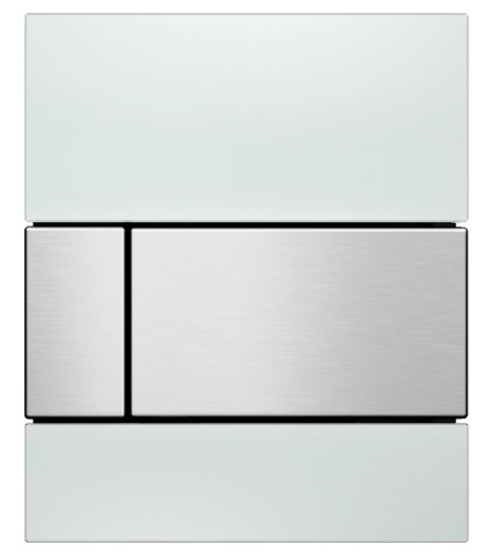 Смывная клавиша для писсуара TECE square 9242801  стекло белое, клавиша нержавеющая сталь (с покрытием против отпечатков пальцев)