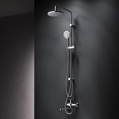 Душевая система Am.Pm Gem F40890A94 хром: смеситель для ванны, излив 320мм, переключатель, стойка с верхним душем, ручной душ