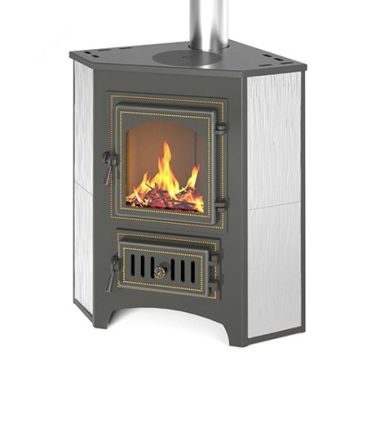 Печь-Камин ВЕЗУВИЙ ПК-01 (220) с конфоркой угловой (бежевый) 9 кВт