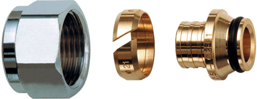 Концовка для пласт. труб 16х2,2 с накидной гайкой 1/2" FAR