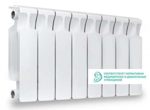 Биметаллический радиатор Rifar Monolit 300 - 8 секций, боковое, белый