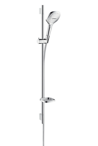 Душевой набор Hansgrohe Raindance Select E 120 3jet штанг 90см, с мыльницей, хром/белый 26621400