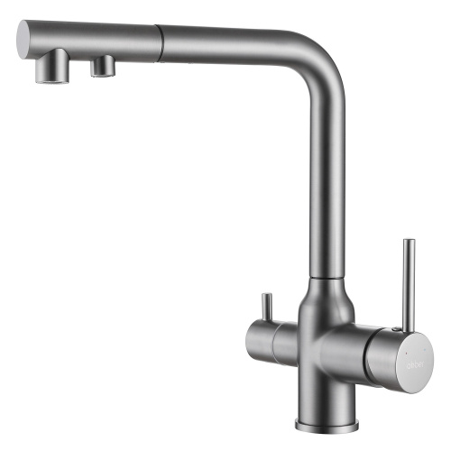 Смеситель для кухни ABBER Emotion AF8814NG с подключением фильтра и выдвижной лейкой, никель