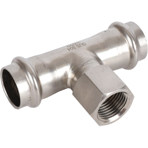 Тройник с резьбой ВПр-ВР 22x1/2"x22 пресс, нержавеющая сталь Rommer