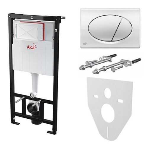 Инсталляция для унитаза 4 в 1 Alcaplast Sádromodul рама AM101/1120, кнопка M71, звукоизоляция, крепеж