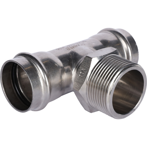 Тройник с резьбой ВПр-НР 35x11/4"x35 пресс, нержавеющая сталь Rommer