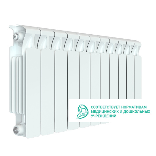 Биметаллический радиатор Rifar Monolit 350 - 11 секций, боковое, белый