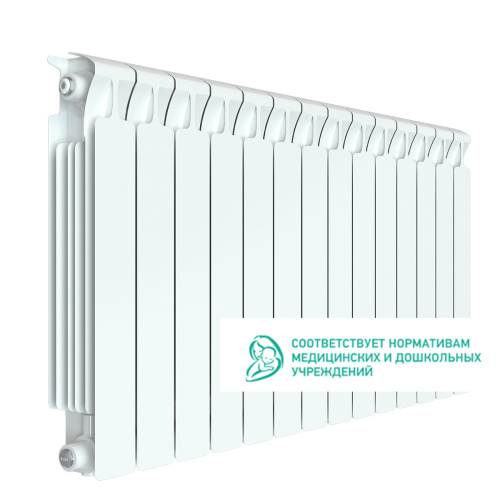 Биметаллический радиатор Rifar Monolit 500 - 14 секций, боковое, белый