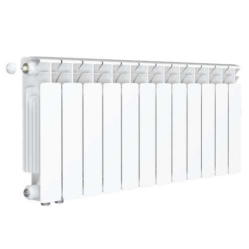 Биметаллический радиатор Rifar Base 350 Ventil VL - 12 секций, нижнее слева, белый