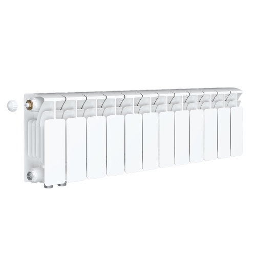 Биметаллический радиатор Rifar Base 200 Ventil VL - 12 секций, нижнее слева, белый