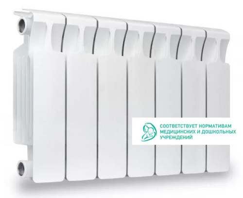 Биметаллический радиатор Rifar Monolit 300 - 7 секций, боковое, белый