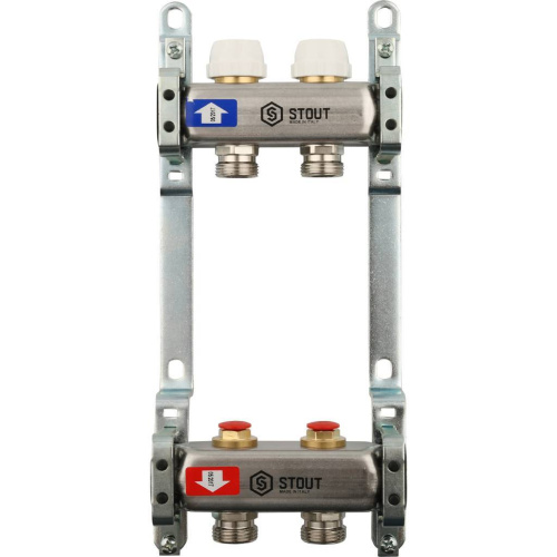 Коллектор отопления STOUT 1"нержа., 2x3/4" без расходомеров SMS 0922 000002