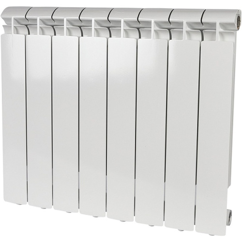 Алюминиевый радиатор STOUT ALPHA 500 - 8 секций, боковое, белый RAL 9016