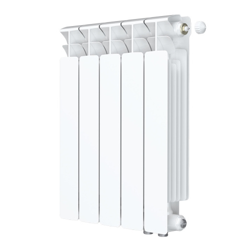 Биметаллический радиатор Rifar Base 500 Ventil VR - 5 секций, нижнее справа, белый