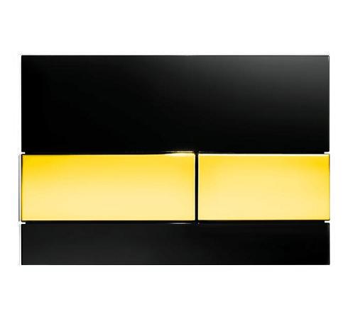 Смывная клавиша TECE square 9240808  стекло чёрное, клавиши позолченные