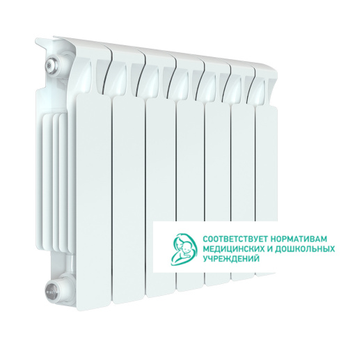 Биметаллический радиатор Rifar Monolit 350 - 7 секций, боковое, белый