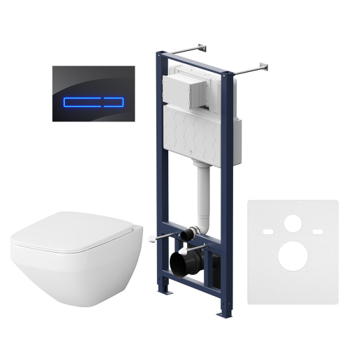 Унитаз с инсталляцией Am.Pm IS450A38.50A1700 сенсор Touchless Pro черный + Inspire V2.0 белый, безободковый, сиденье микролифт