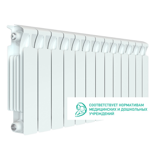 Биметаллический радиатор Rifar Monolit 350 - 13 секций, боковое, белый