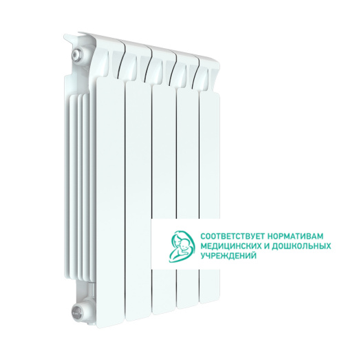 Биметаллический радиатор Rifar Monolit 500 - 5 секций, боковое, белый