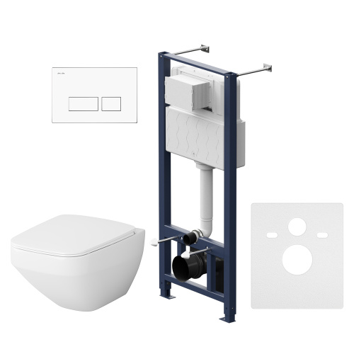 Унитаз с инсталляцией Am.Pm IS47001.50A1700 клавиша Pro S белый + Inspire V2.0 белый, безободковый, сиденье микролифт