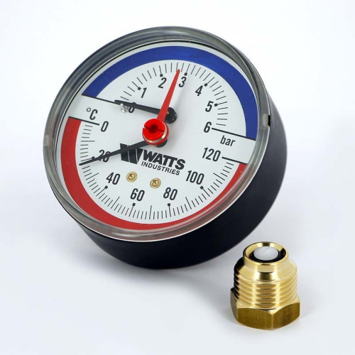 Термоманометр аксиальный 80мм, 120°C, 6 бар, 1/2" Watts F+R818 (TMAP)