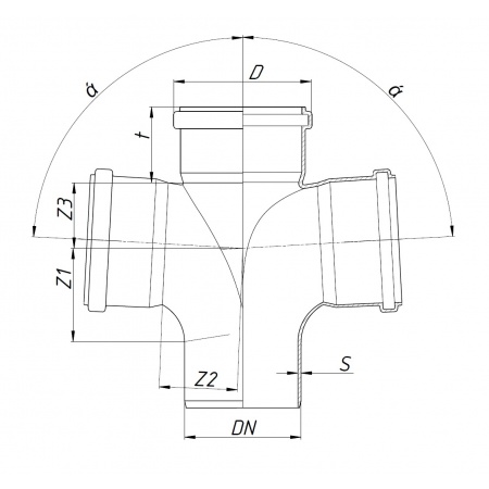 Крестовина одноплоскостная 110x87° SKDA Ostendorf Skolan Safe бесшумная канализация