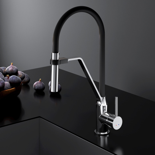 Смеситель для кухни AM.PM Like F8013000 хром, с черным гибким изливом