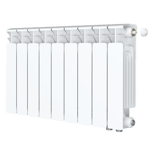 Биметаллический радиатор Rifar Base 350 Ventil VR - 9 секций, нижнее справа, белый
