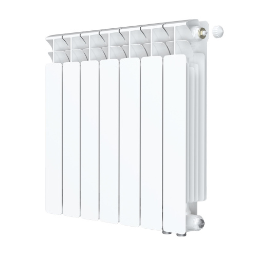 Биметаллический радиатор Rifar Base 500 Ventil VR - 7 секций, нижнее справа, белый