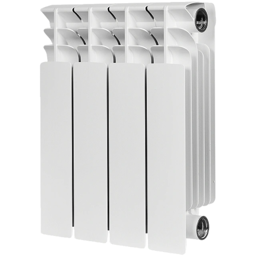 Биметаллический радиатор STOUT TITAN 350 - 4 секции, боковое, белый RAL 9016