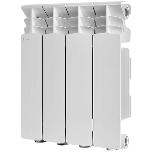 Алюминиевый радиатор STOUT GAMMA 350 - 4 секции, боковое, белый RAL 9010