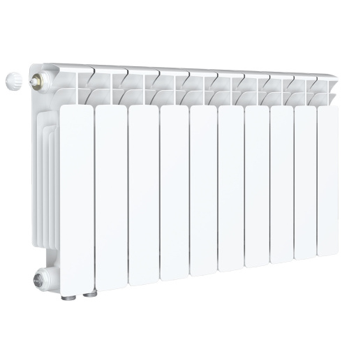 Биметаллический радиатор Rifar Base 350 Ventil VL - 10 секций, нижнее слева, белый